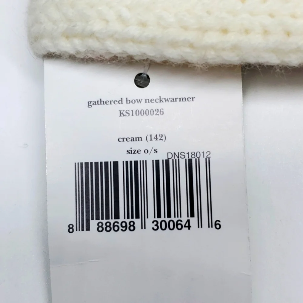 Kate Spade New York Off White Gathered Bow Neckwarmer NWT
